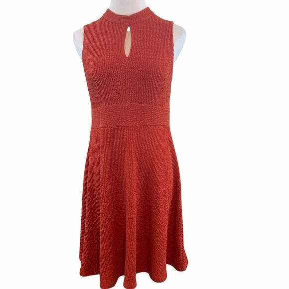 Hem & Thread rust ribbed lightweight sweater dress - Picture 1 of 9